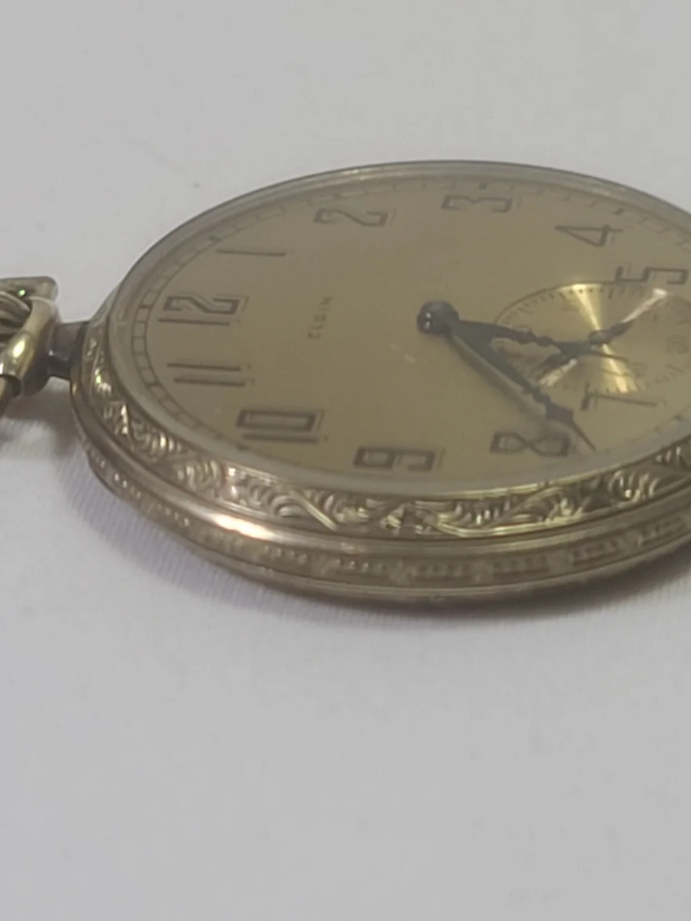 Antique 1920s Elgin National Watch Co. Gold Filled Pocket Watch & Brass Chain